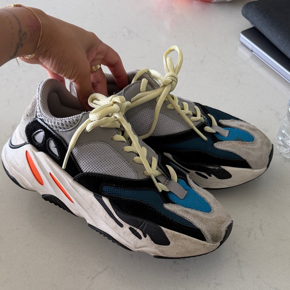 Yeezy Kids Sneakers in Blue, Black, and Gray